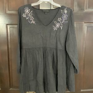 Lane Bryant size 18/20 grey flannel like babydoll top